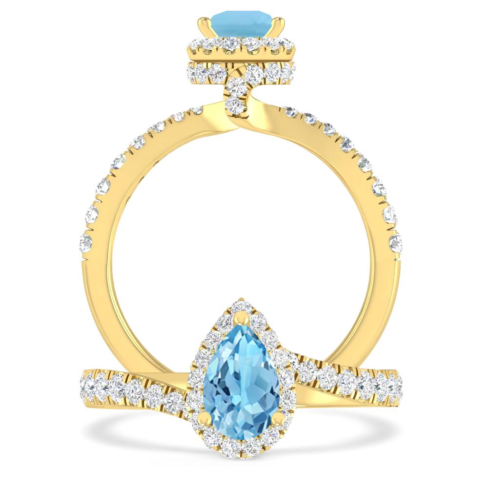 Yellow Gold - Blue Topaz