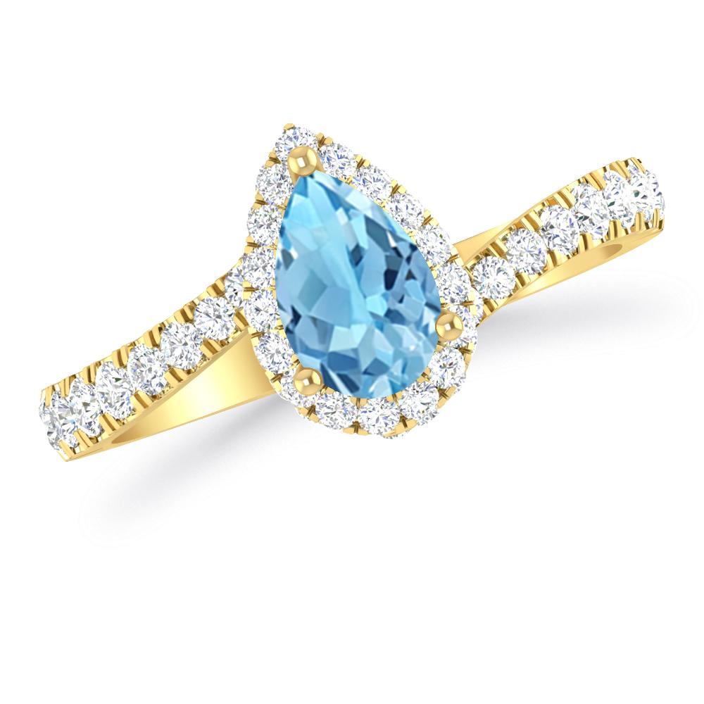 Yellow Gold - Blue Topaz