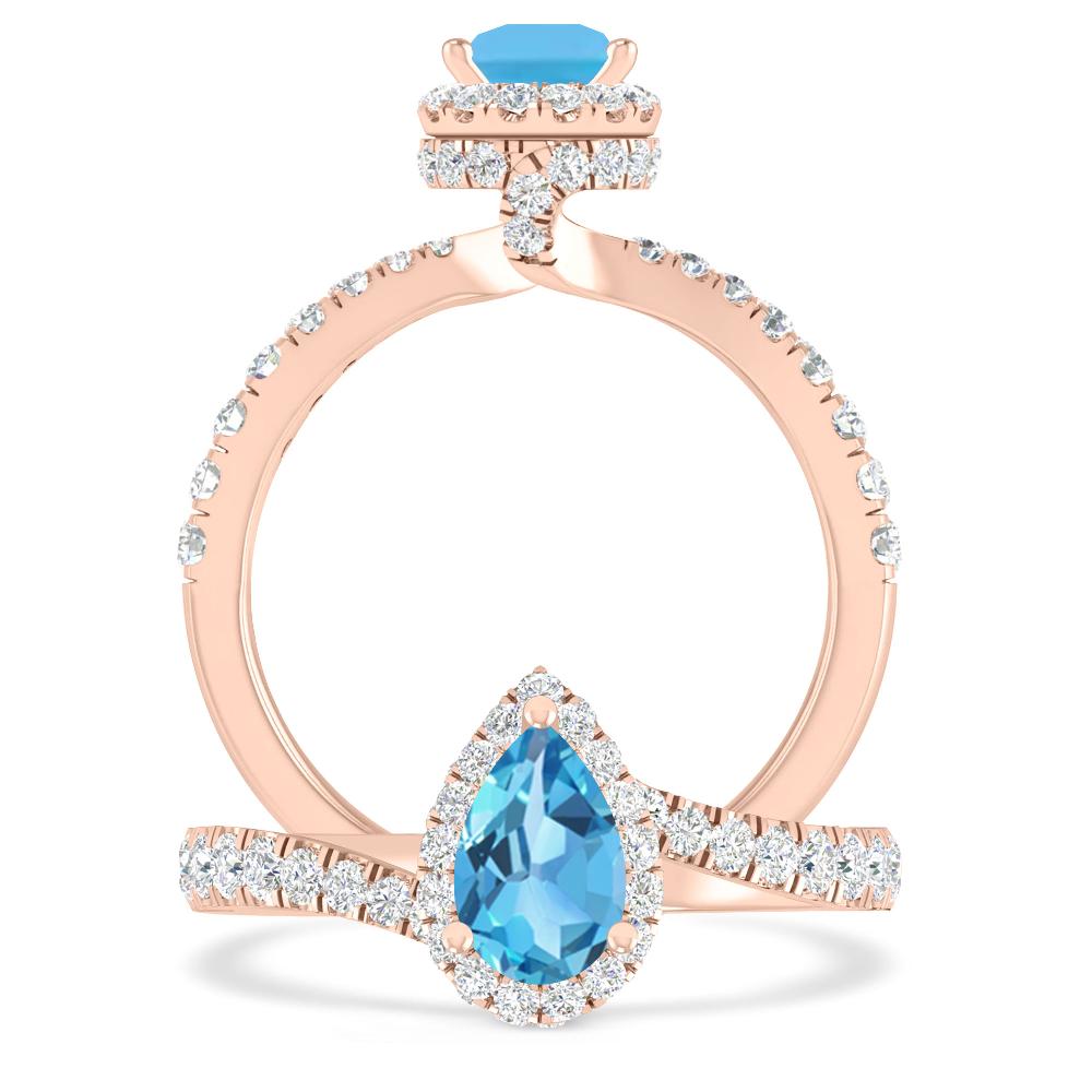 Rose Gold - Blue Topaz