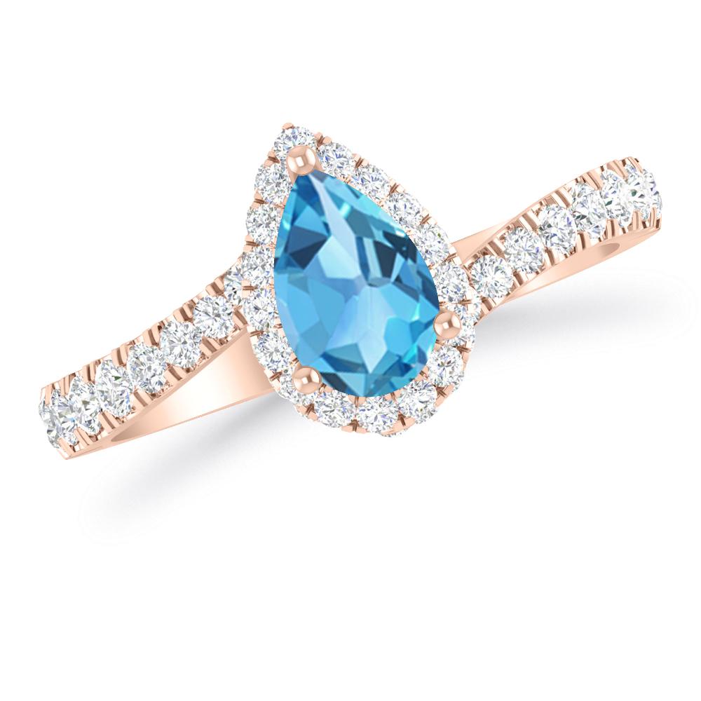 Rose Gold - Blue Topaz