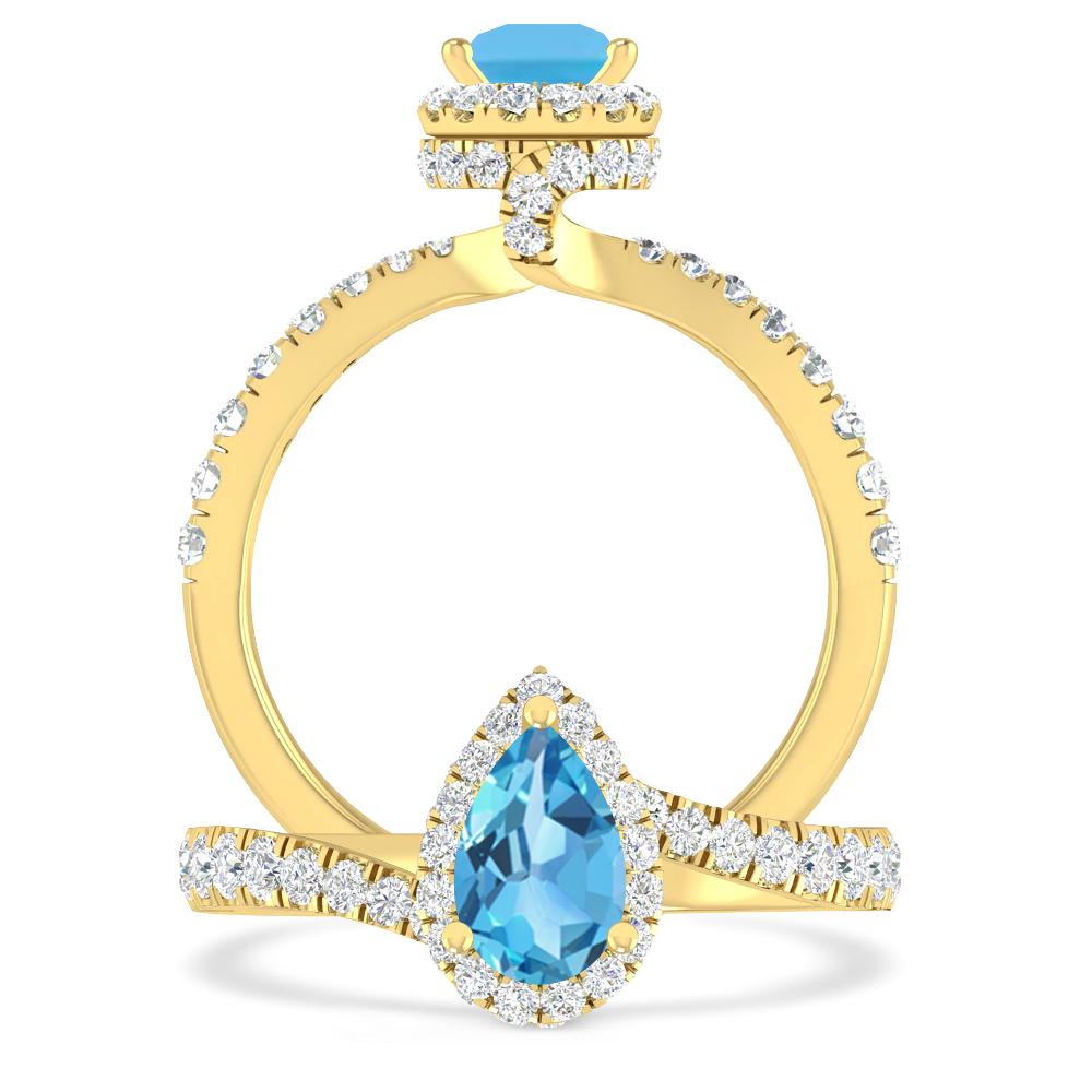 Yellow Gold - Blue Topaz