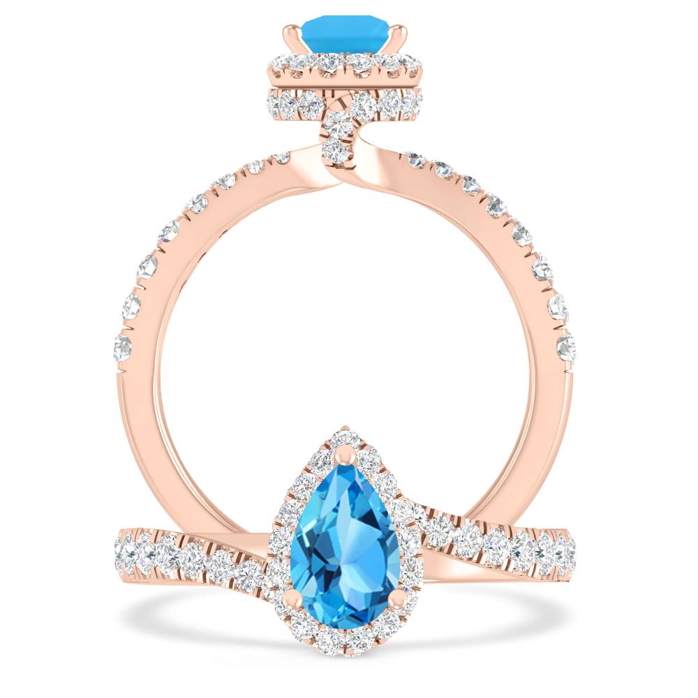 Rose Gold - Blue Topaz