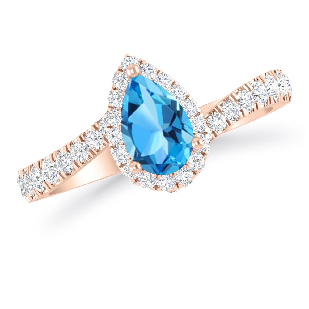 Rose Gold - Blue Topaz