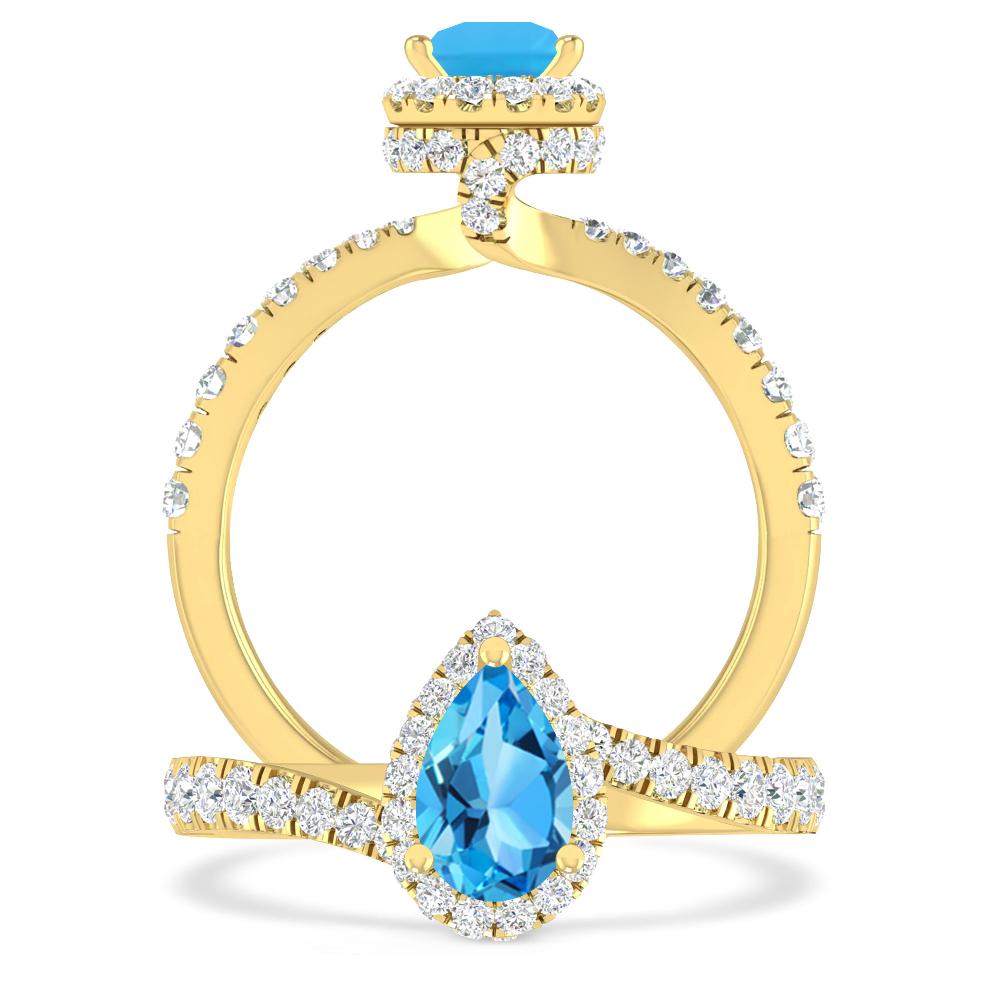 Yellow Gold - Blue Topaz