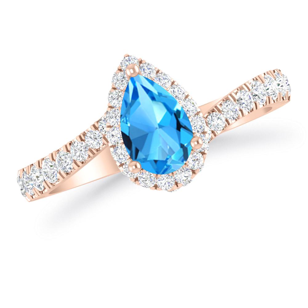 Rose Gold - Blue Topaz