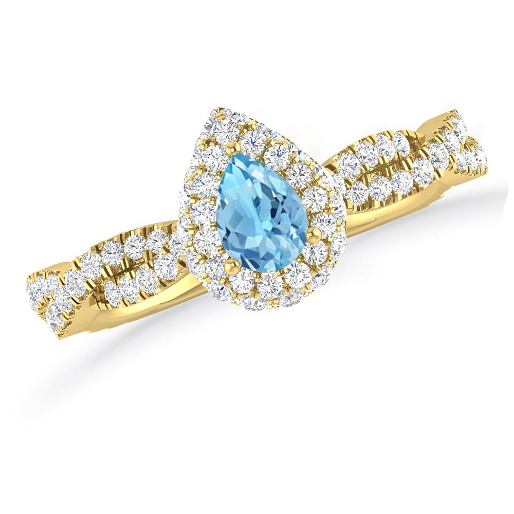 Yellow Gold - Blue Topaz