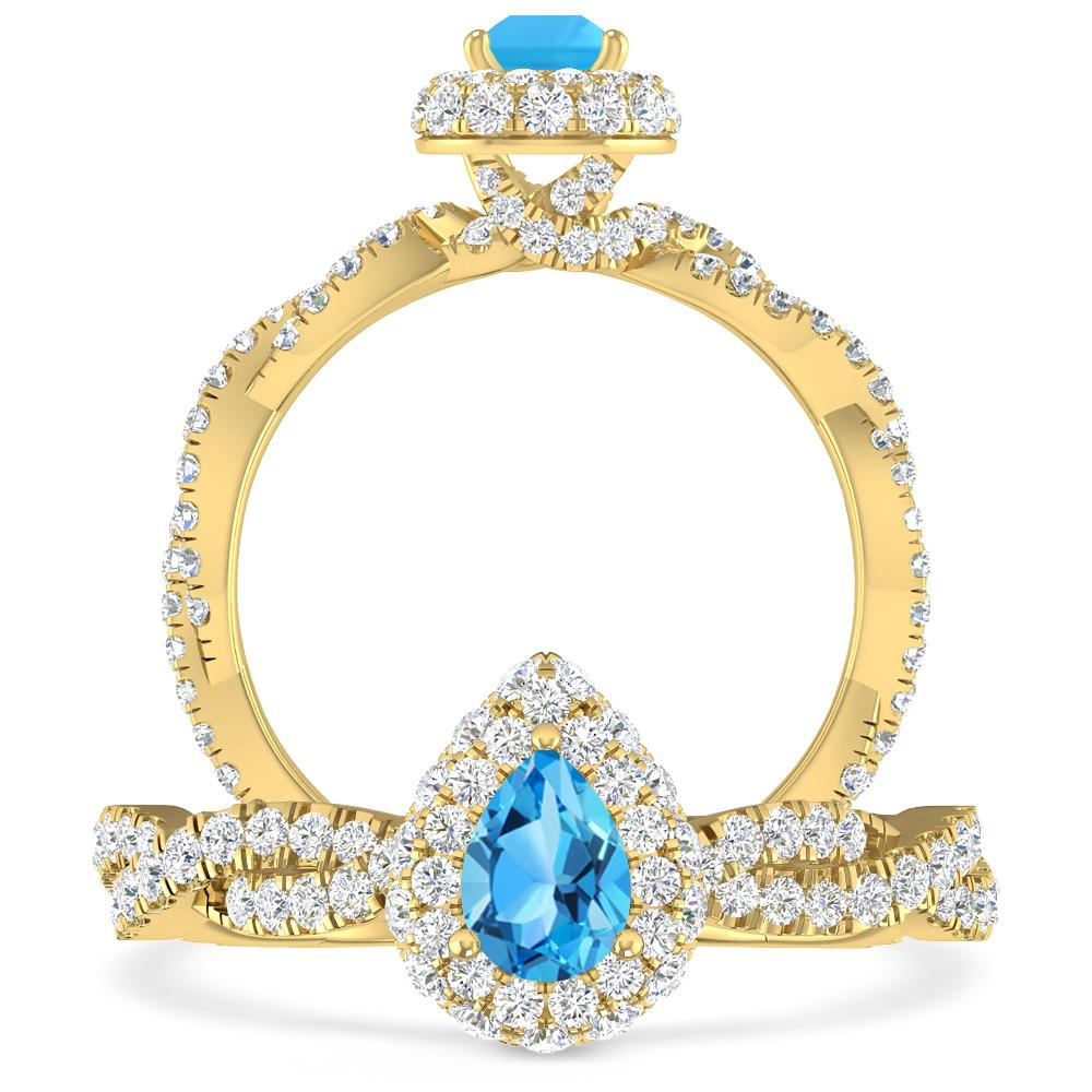 Yellow Gold - Blue Topaz