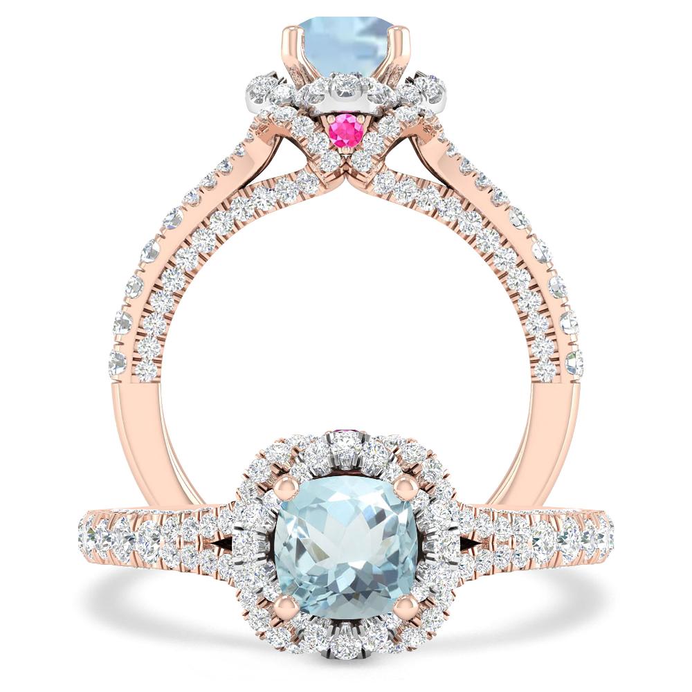 Rose Gold - Aquamarine