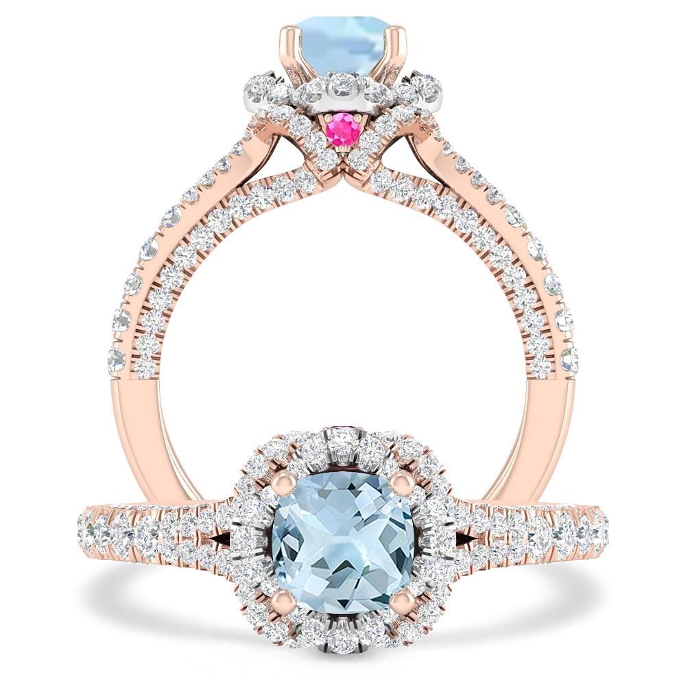 Rose Gold - Aquamarine