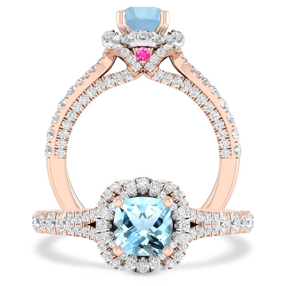 Rose Gold - Aquamarine