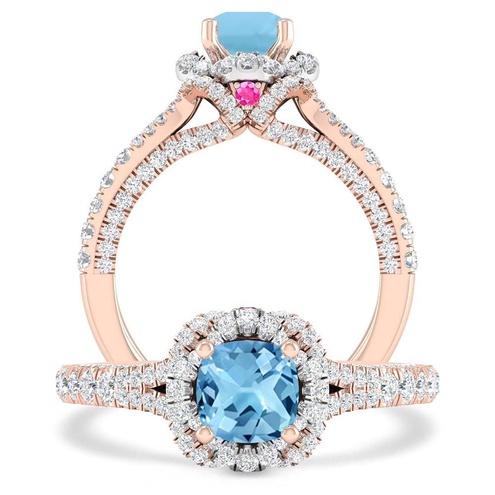 Rose Gold - Blue Topaz