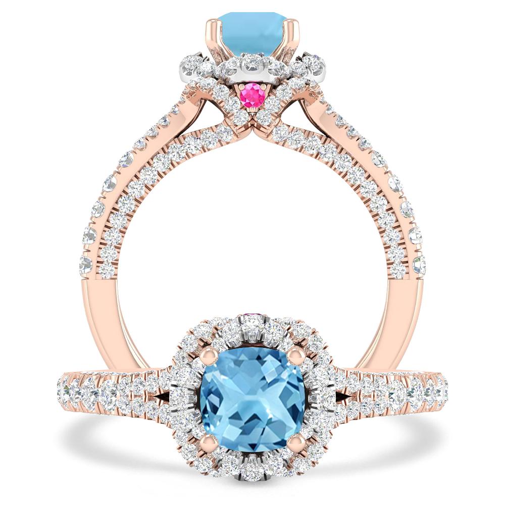 Rose Gold - Blue Topaz