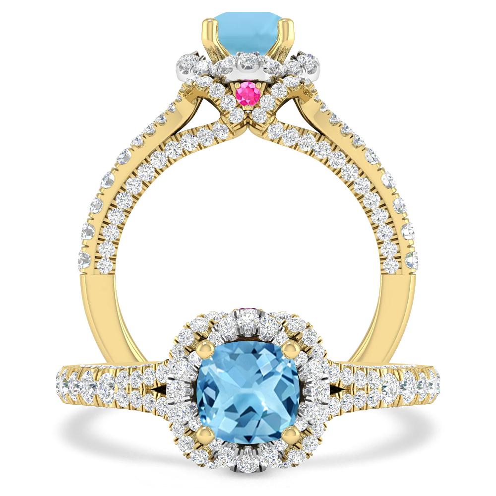 Yellow Gold - Blue Topaz