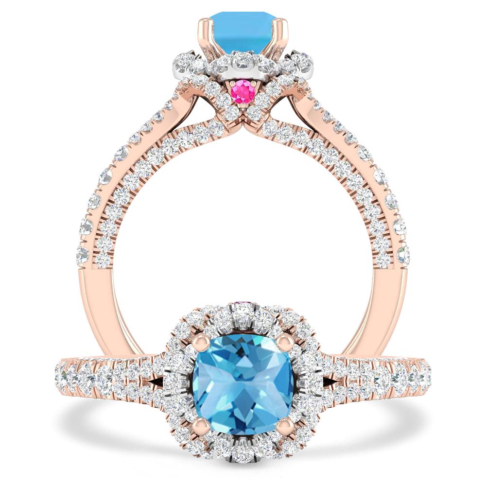 Rose Gold - Blue Topaz