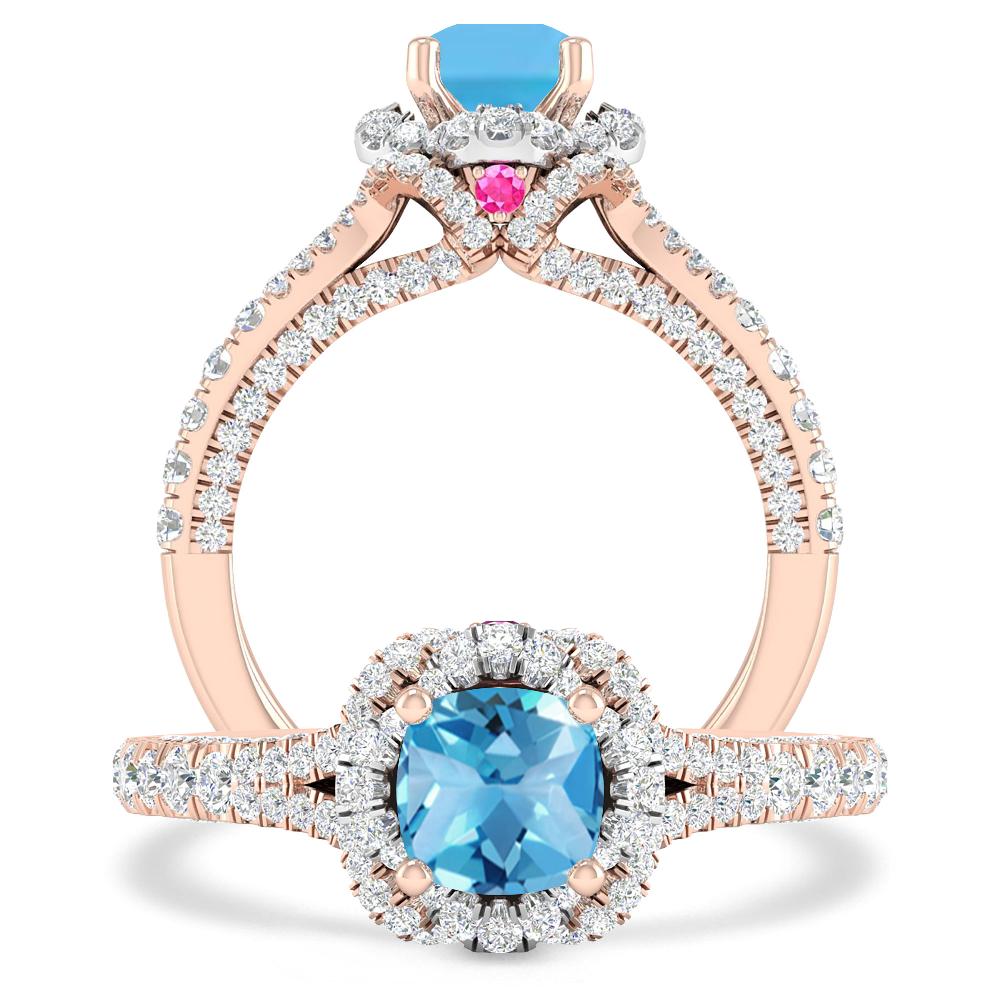 Rose Gold - Blue Topaz