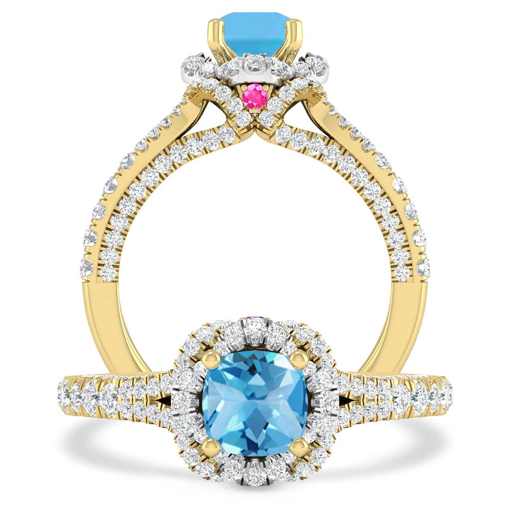 Yellow Gold - Blue Topaz