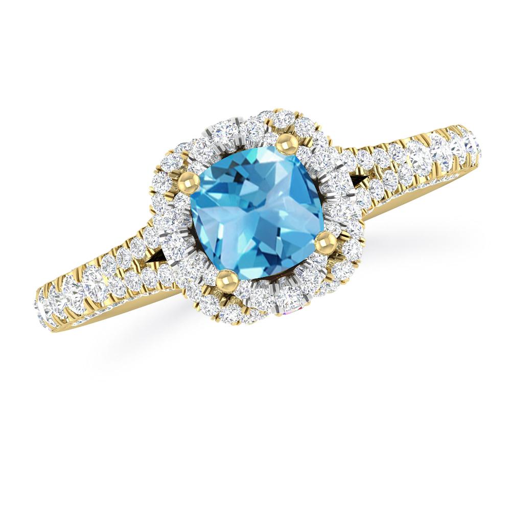 Yellow Gold - Blue Topaz