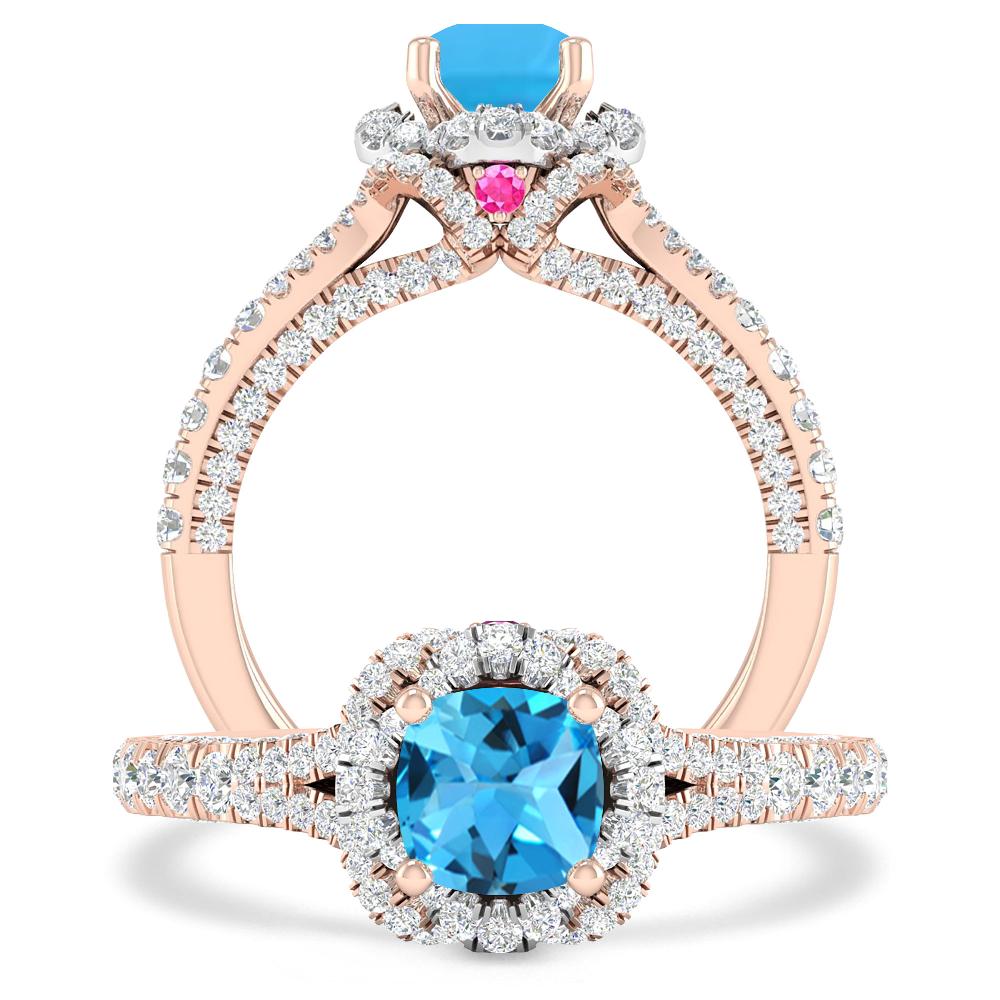 Rose Gold - Blue Topaz