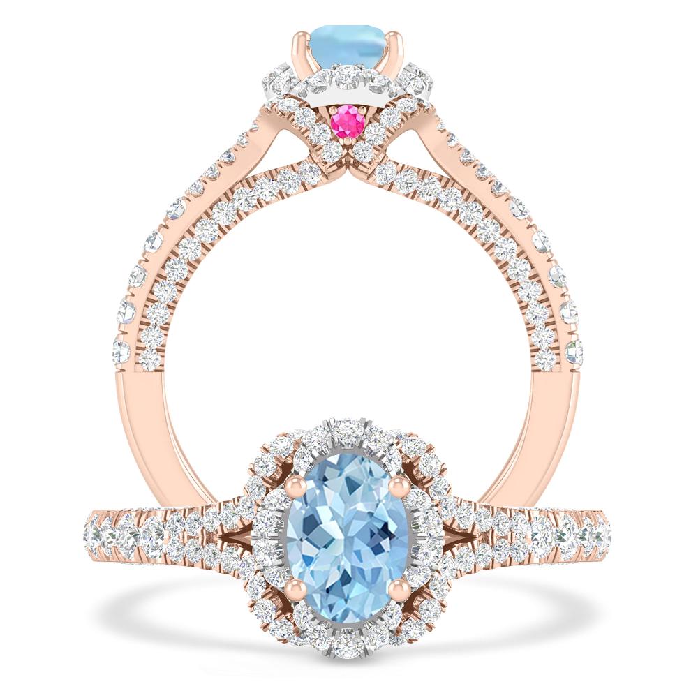 Rose Gold - Aquamarine