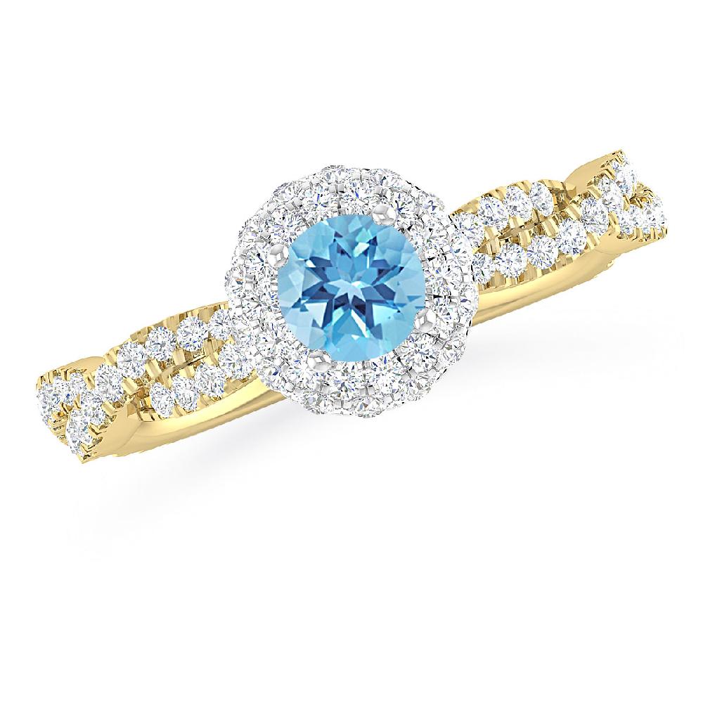 Yellow Gold - Blue Topaz