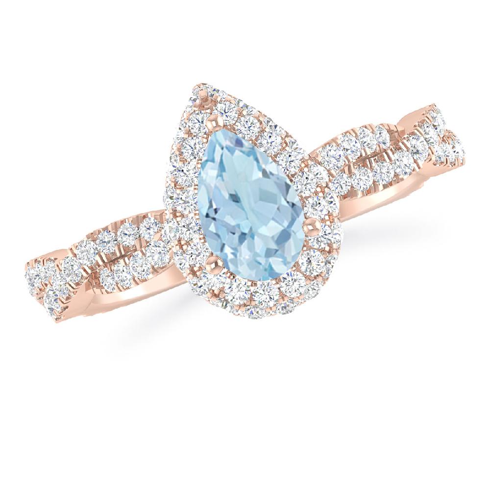 Rose Gold - Aquamarine