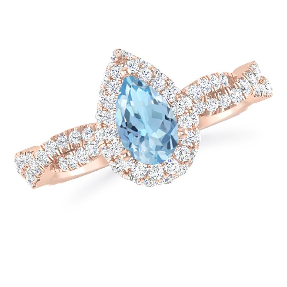 Rose Gold - Aquamarine