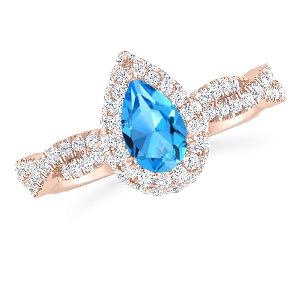 Rose Gold - Blue Topaz