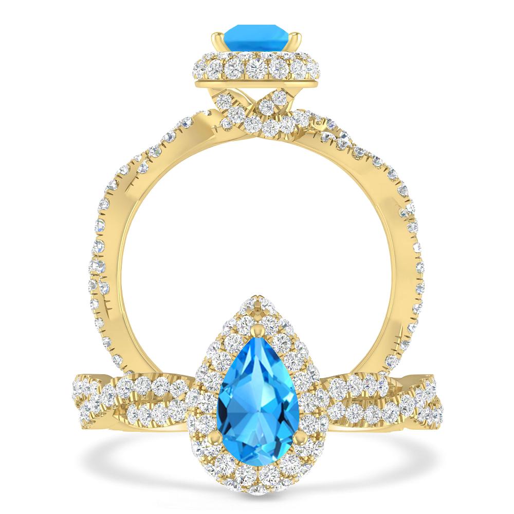 Yellow Gold - Blue Topaz