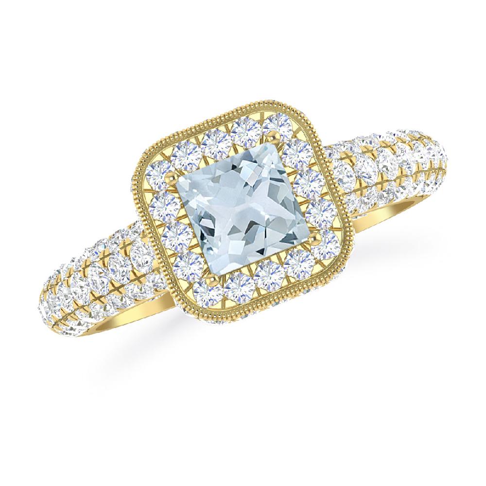 Yellow Gold - Aquamarine