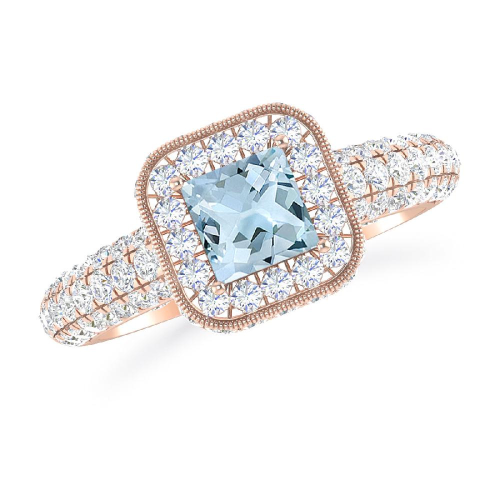 Rose Gold - Aquamarine