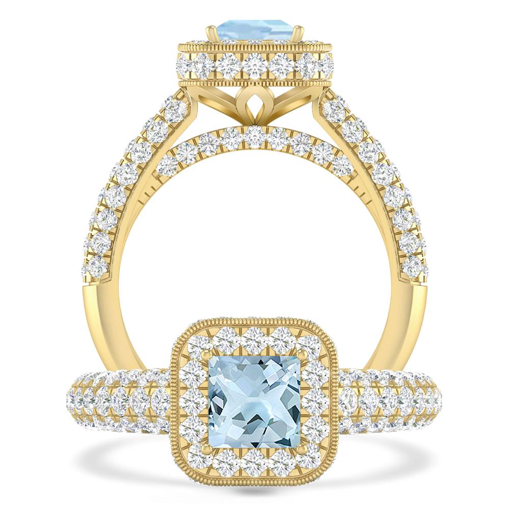 Yellow Gold - Aquamarine