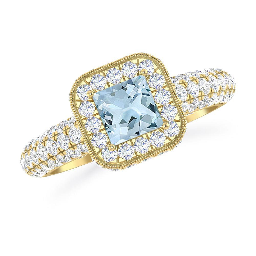 Yellow Gold - Aquamarine