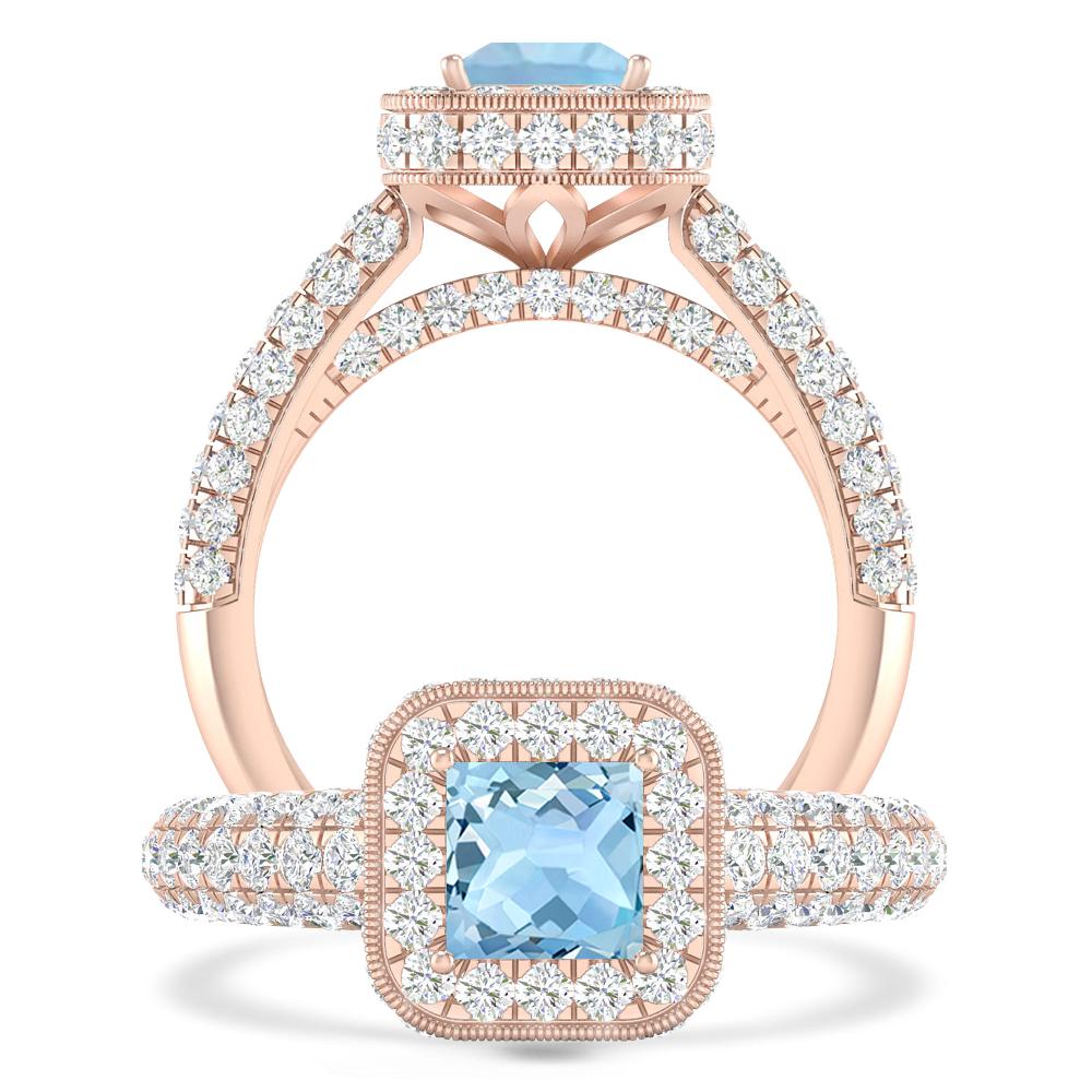 Rose Gold - Aquamarine