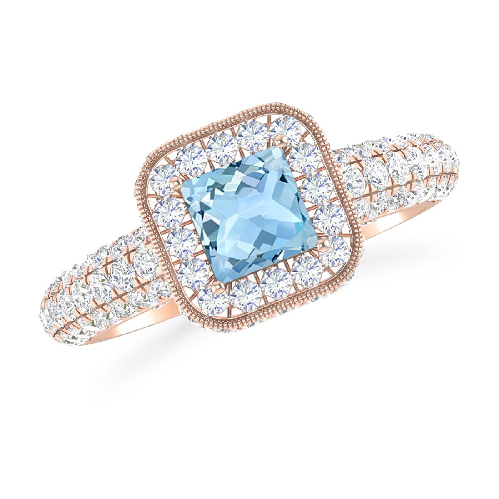 Rose Gold - Aquamarine