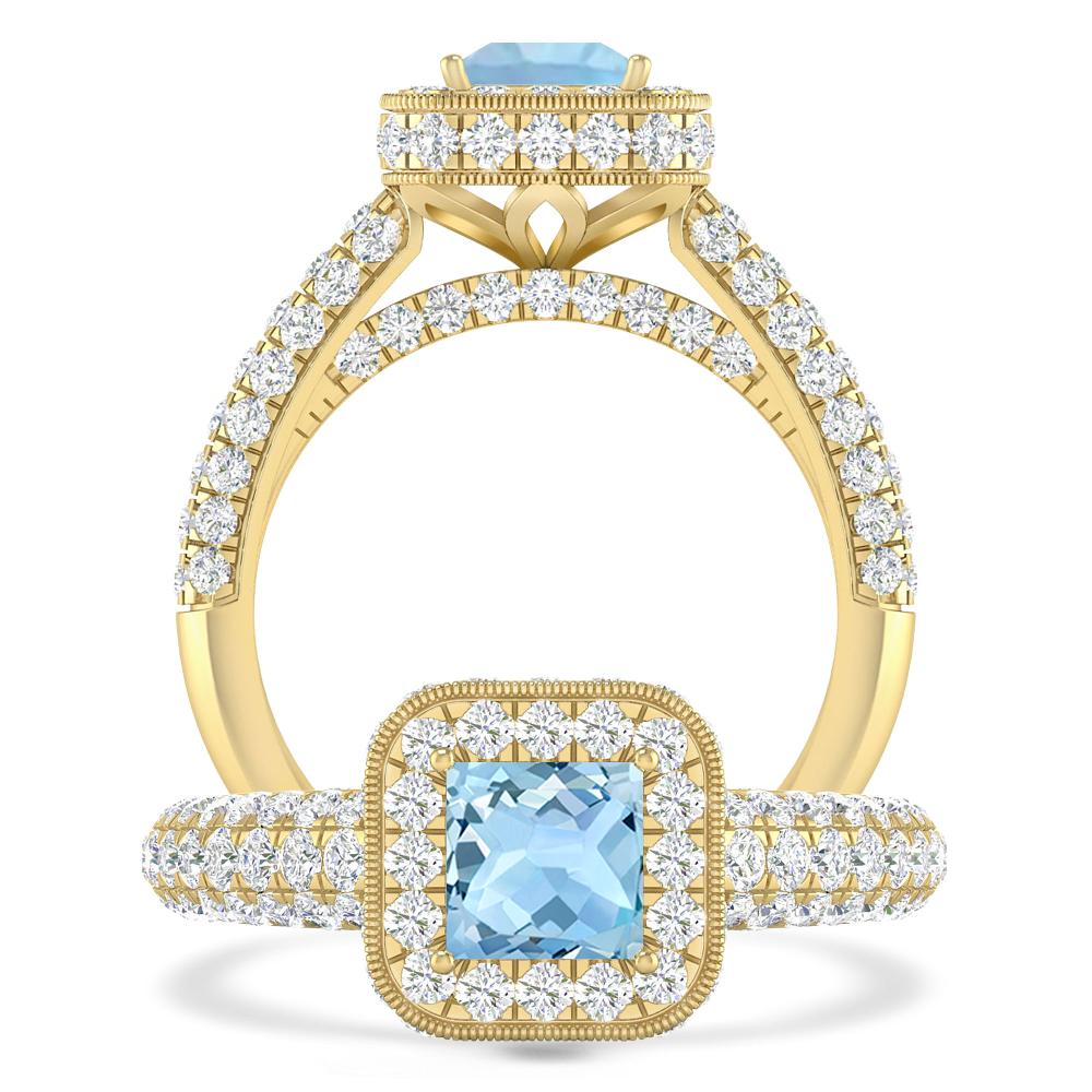 Yellow Gold - Aquamarine