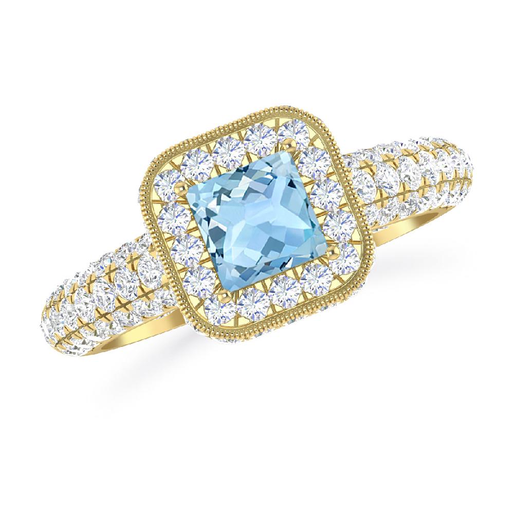 Yellow Gold - Aquamarine