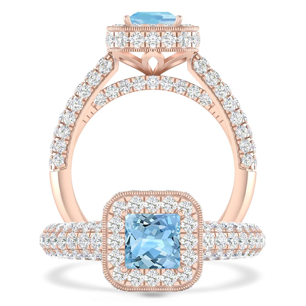 Rose Gold - Aquamarine