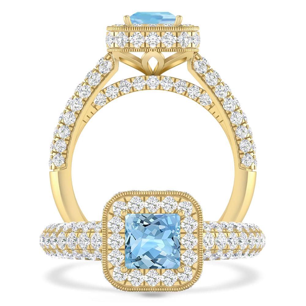 Yellow Gold - Aquamarine