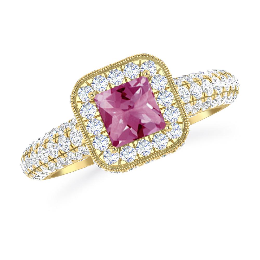 Yellow Gold - Pink Tourmaline