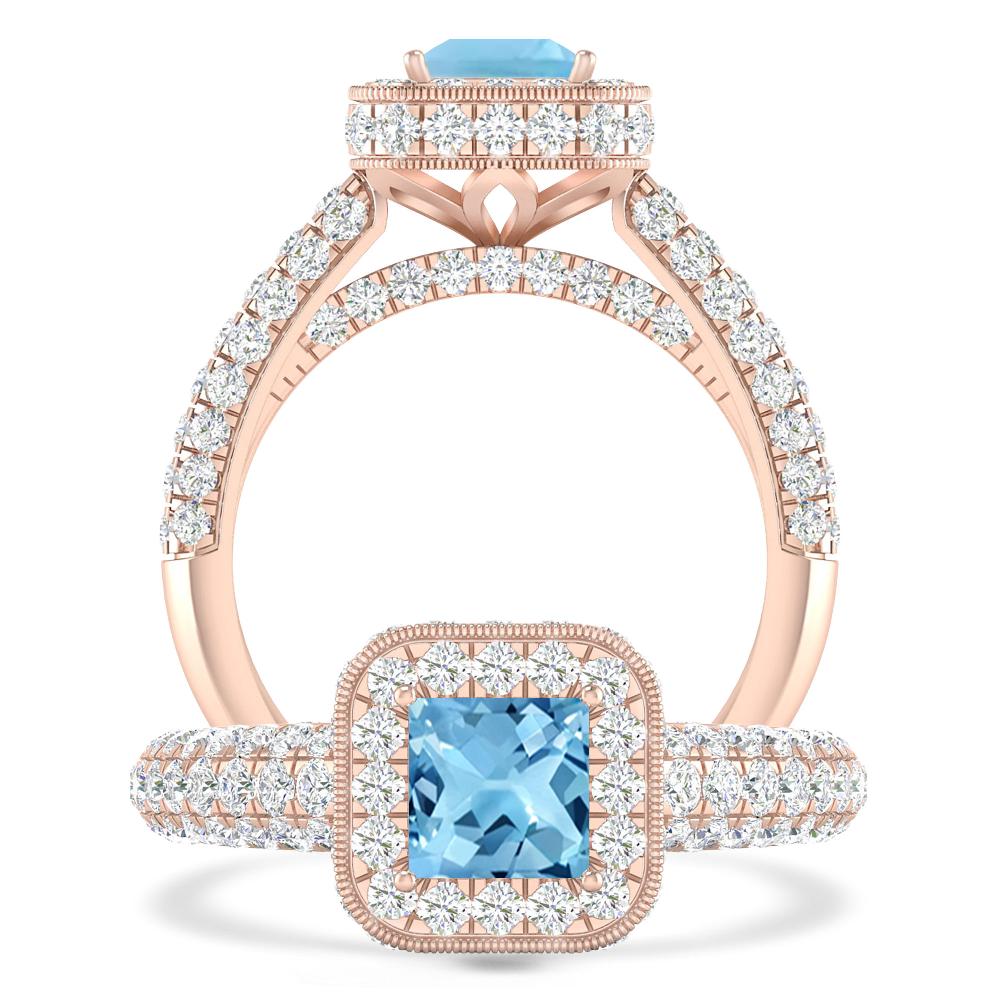 Rose Gold - Blue Topaz