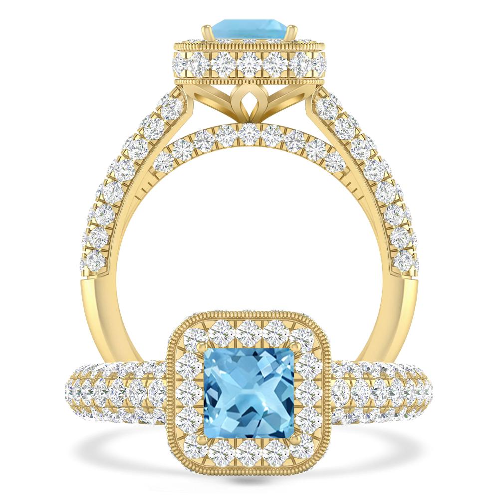 Yellow Gold - Blue Topaz