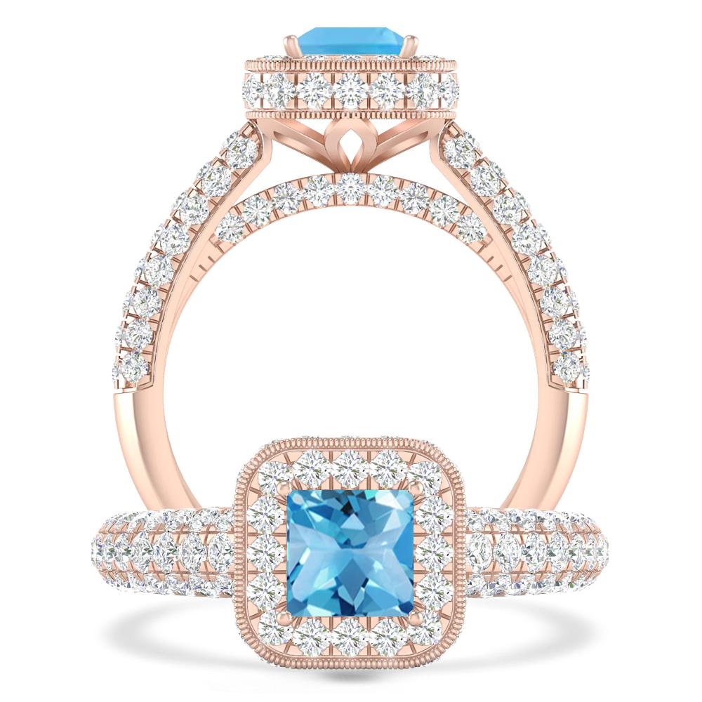 Rose Gold - Blue Topaz