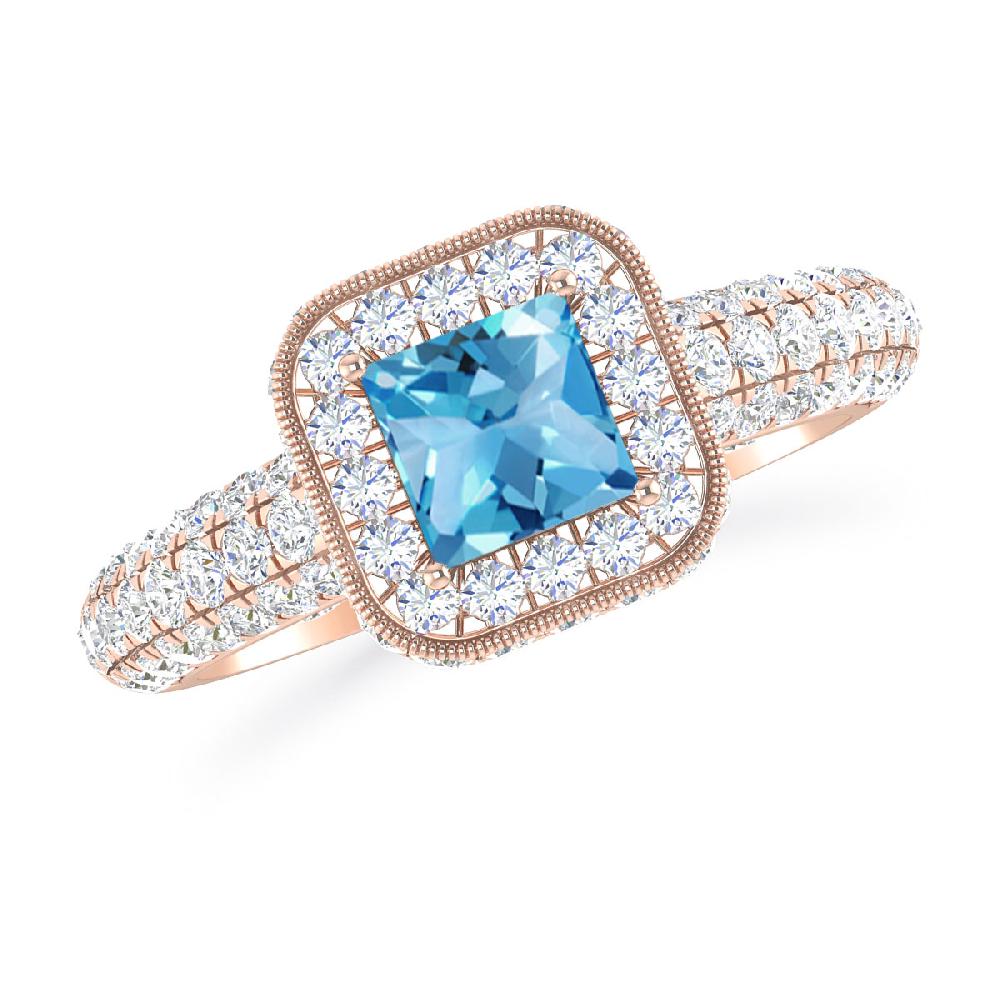 Rose Gold - Blue Topaz