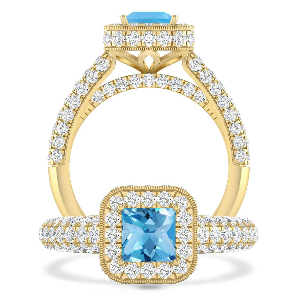 Yellow Gold - Blue Topaz