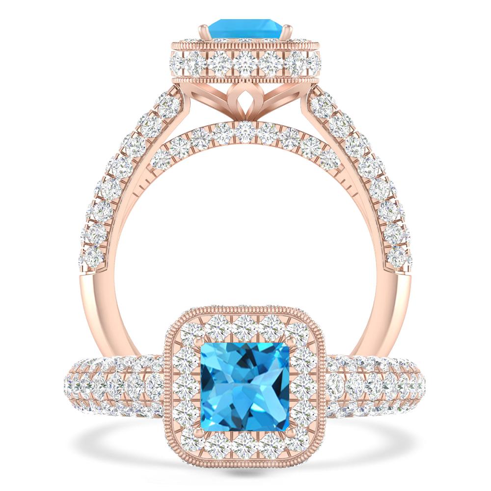 Rose Gold - Blue Topaz