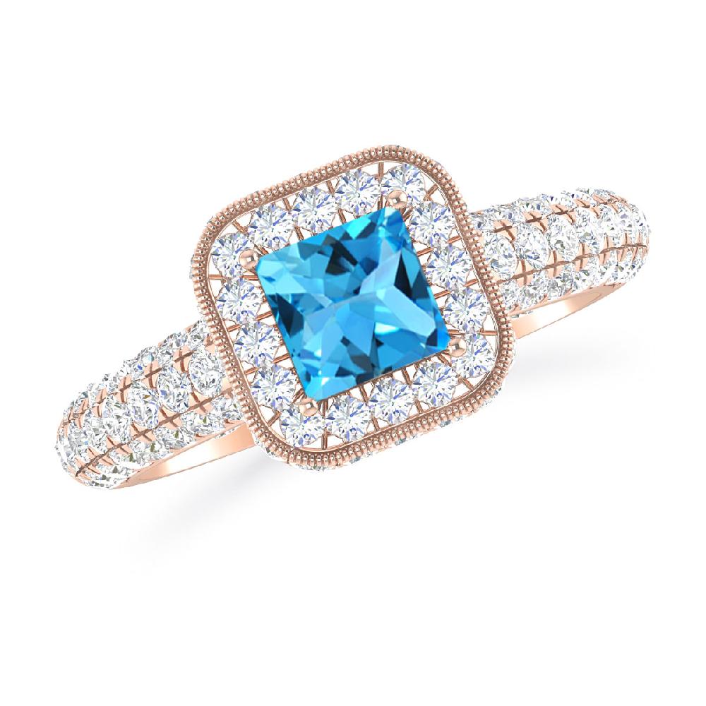 Rose Gold - Blue Topaz