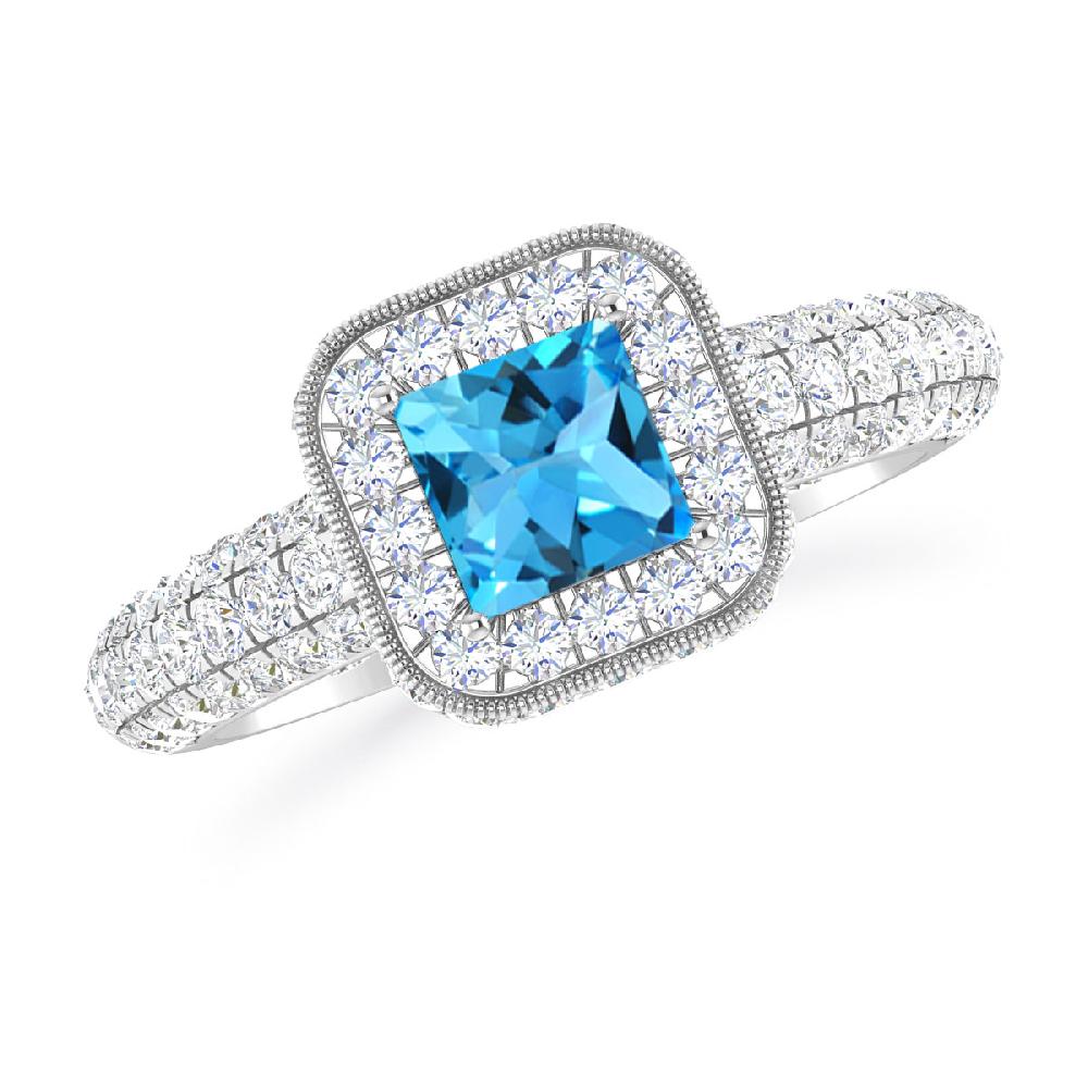 White Gold - Blue Topaz