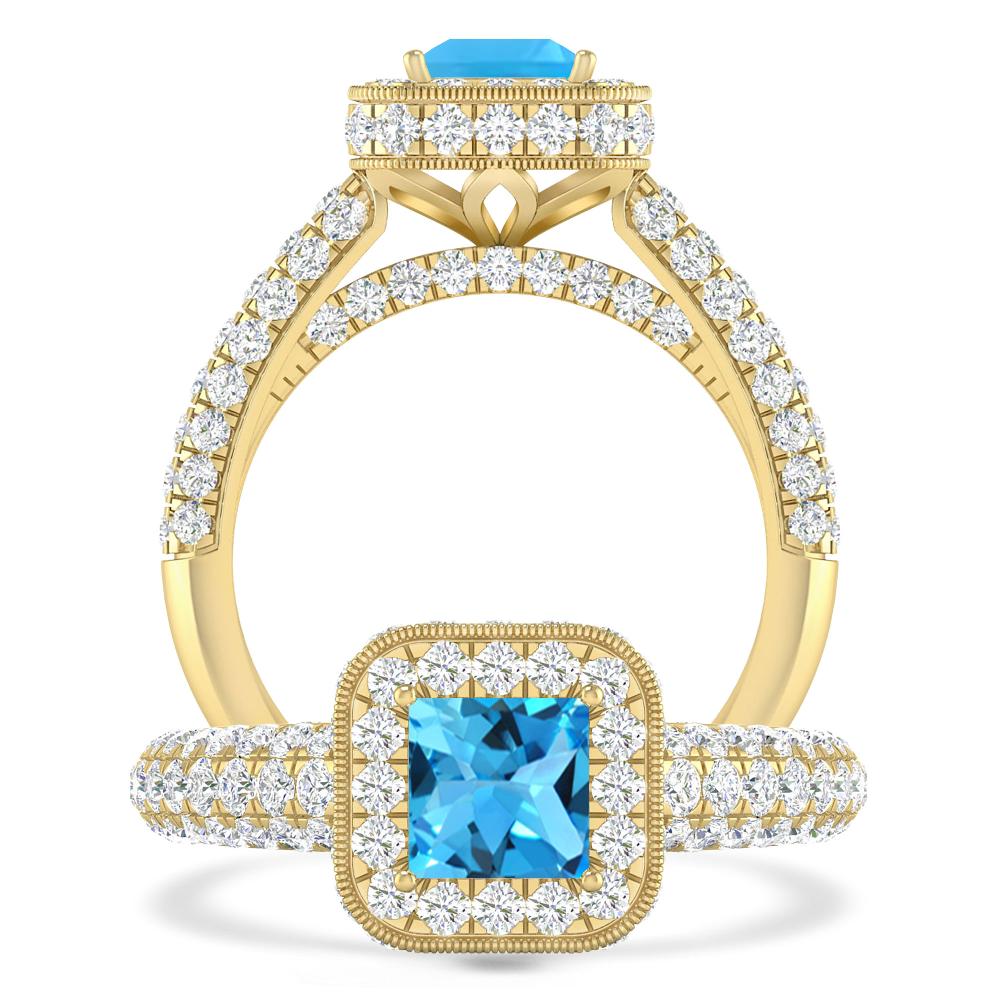 Yellow Gold - Blue Topaz