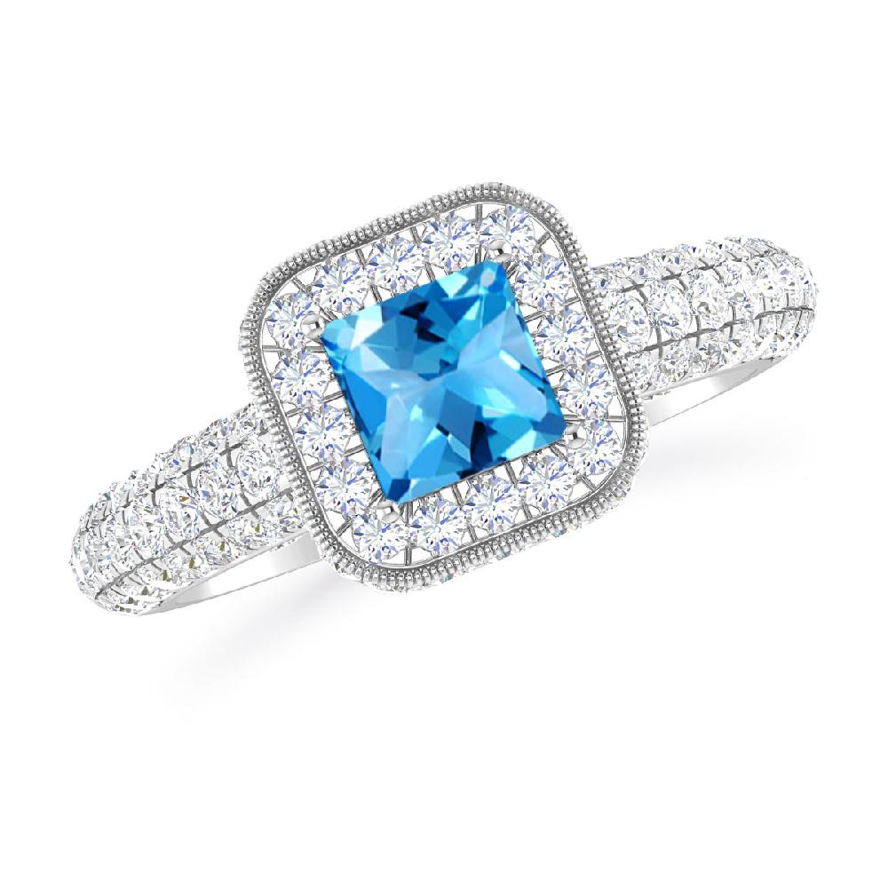 White Gold - Blue Topaz