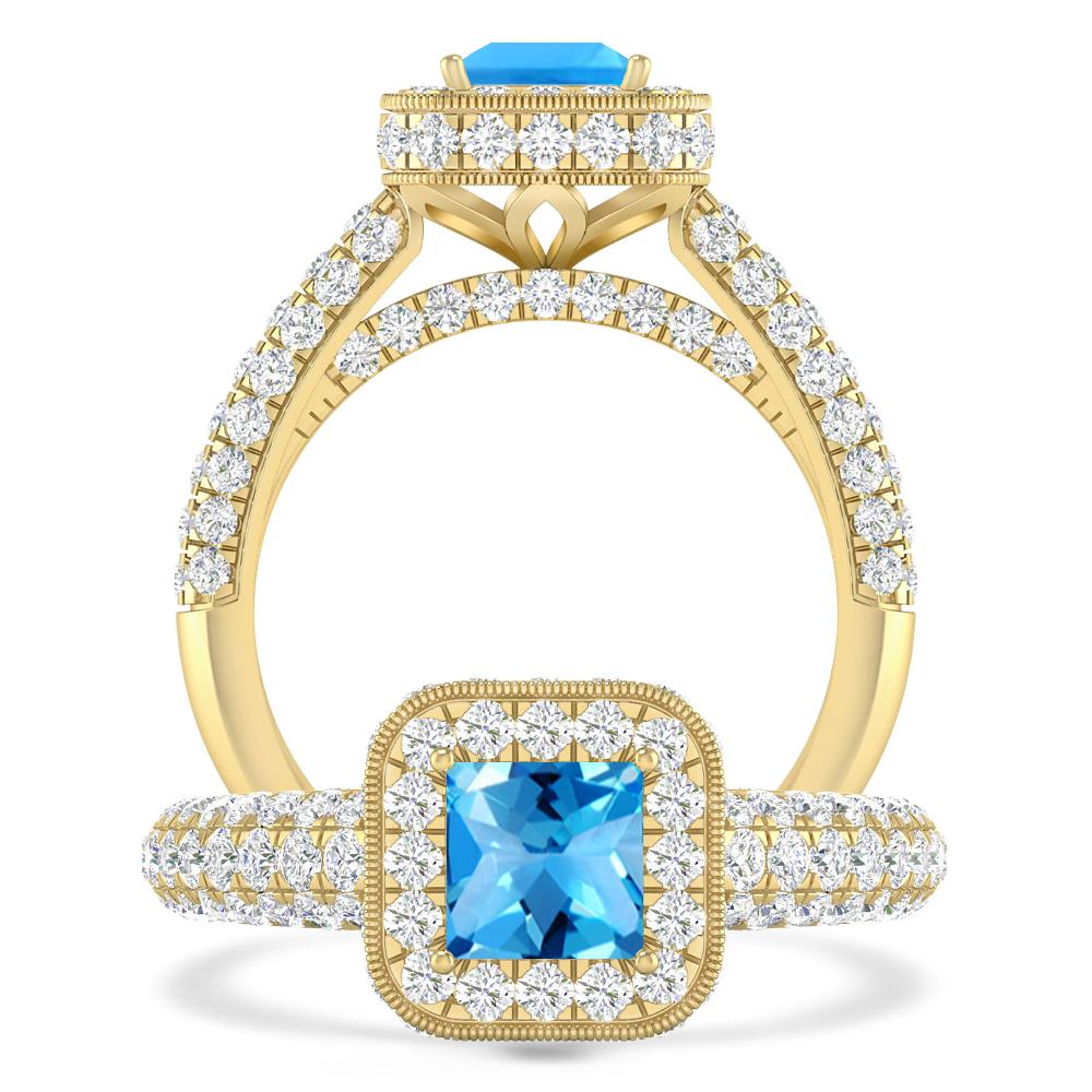 Yellow Gold - Blue Topaz